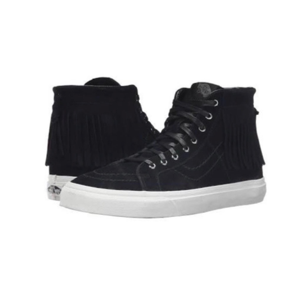 Vans SK8 - Hi Moc Suede Fringe Moccasin Style Black Cream Shoes